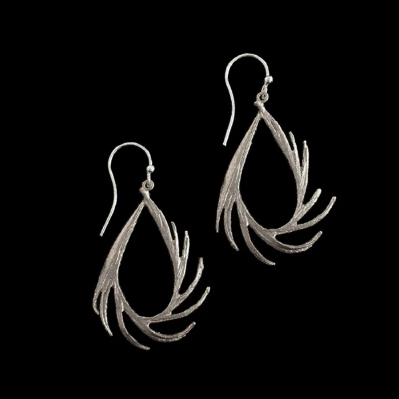 thin engagement rings -unique stud earrings for women -Feather Earring - Small Teardrop Wire Silver