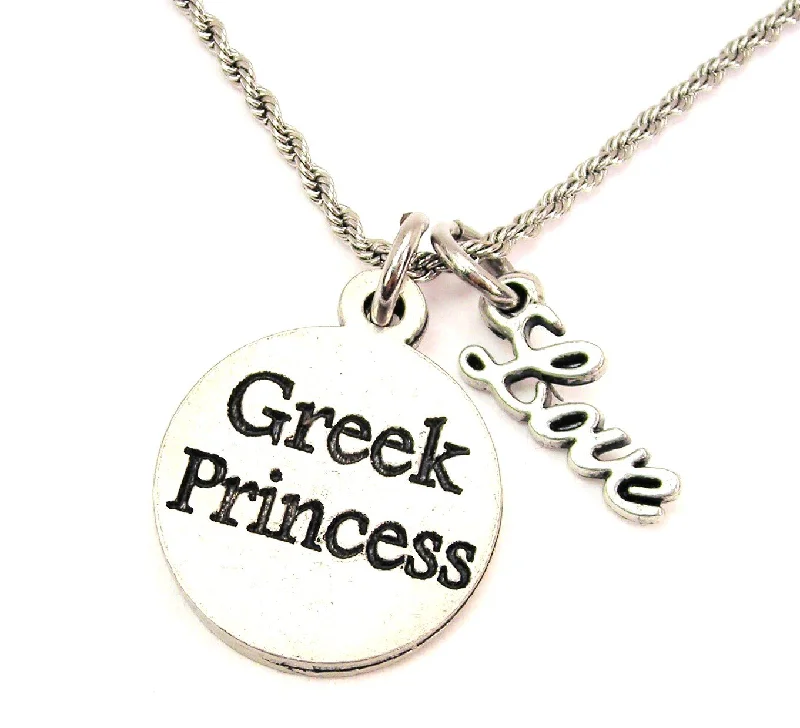 pearl necklaces for women -Greek Princess 20" Chain Necklace With Cursive Love Accent