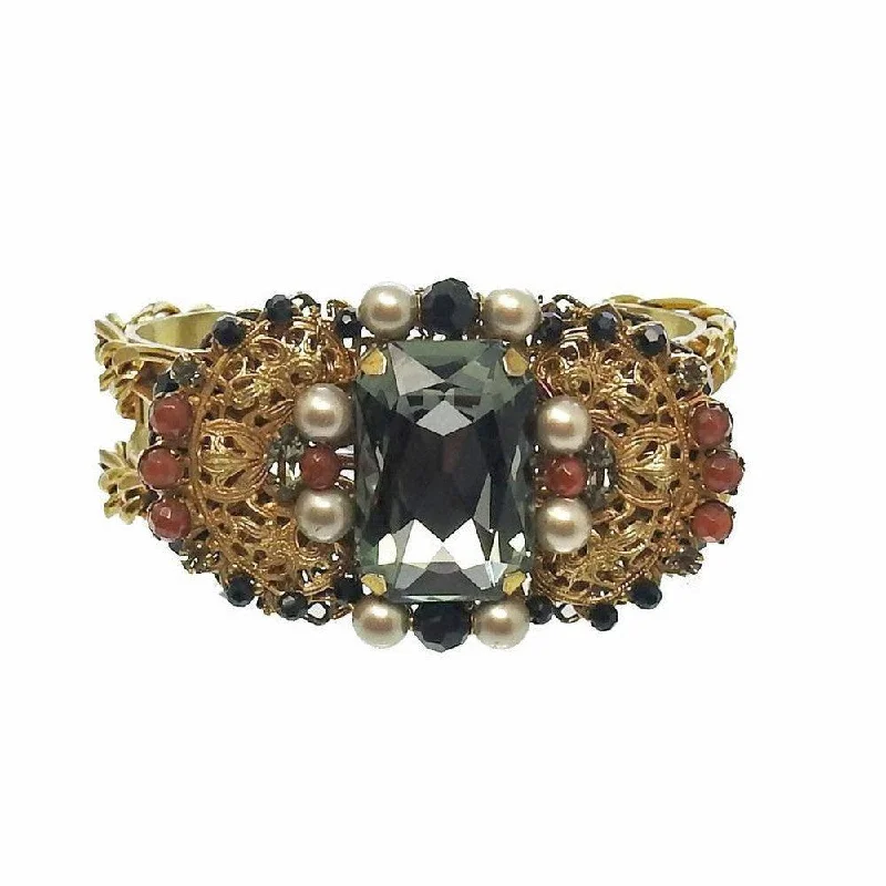 bohemian style bracelets for women -Gold and Black Cuff