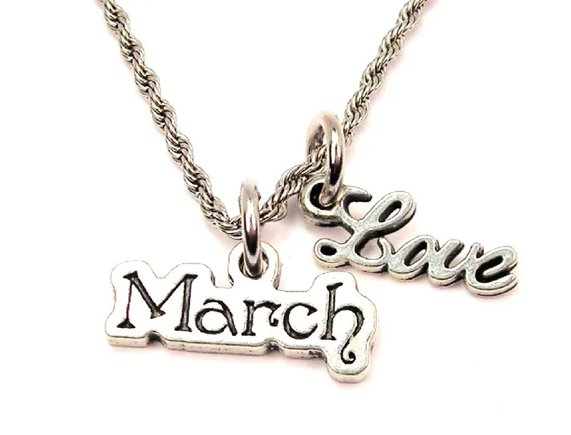 butterfly necklaces for women -March 20" Chain Necklace With Cursive Love Accent