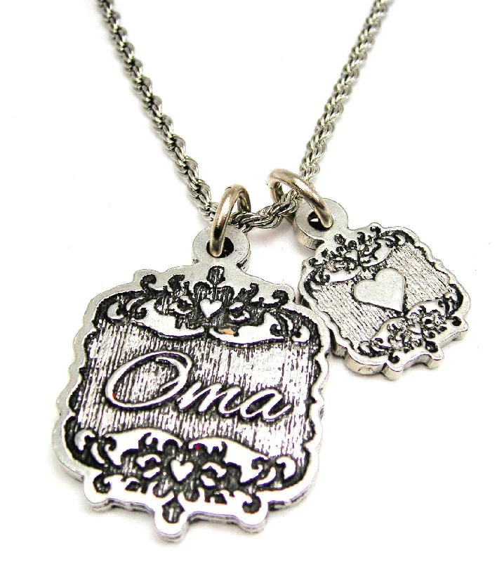 adjustable necklaces for women -Oma Victorian Scroll With Victorian Accent Heart 20" Chain Necklace