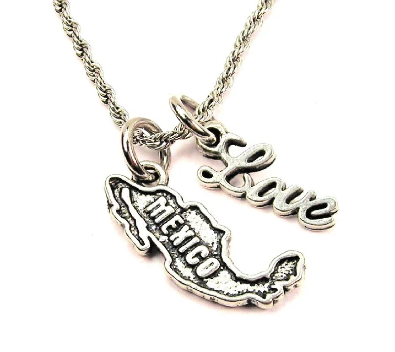 romantic necklaces for women -Mexico 20" Chain Necklace With Cursive Love Accent