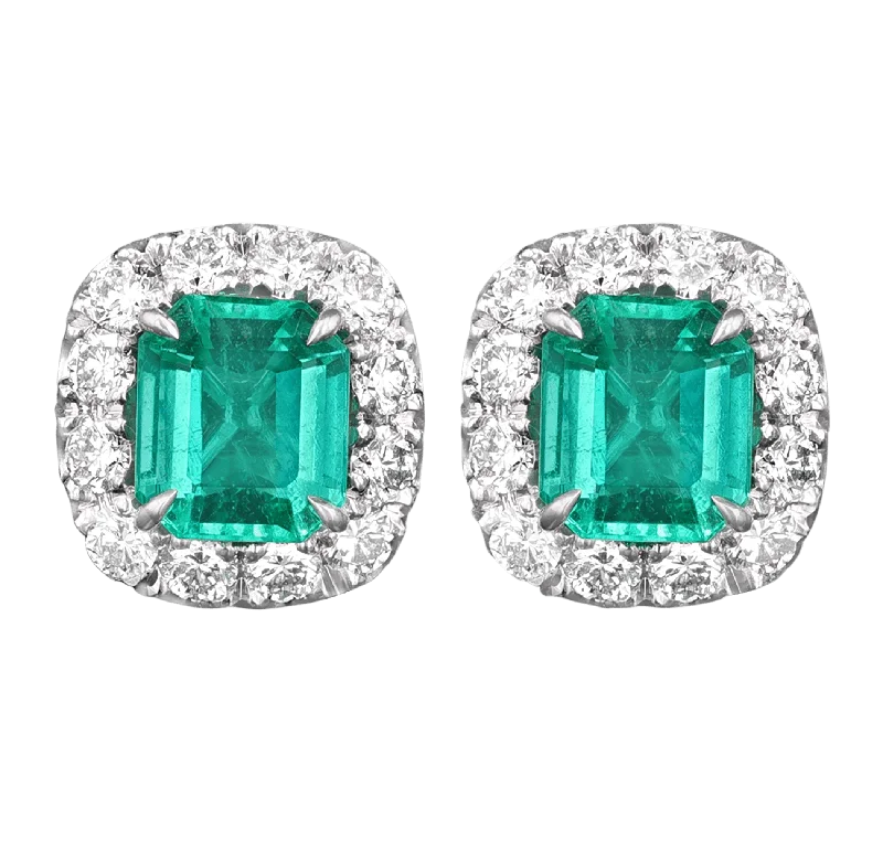 promise rings for women -crystal stud earrings for women -Emerald Cut Emerald Earrings, 2.66 carats