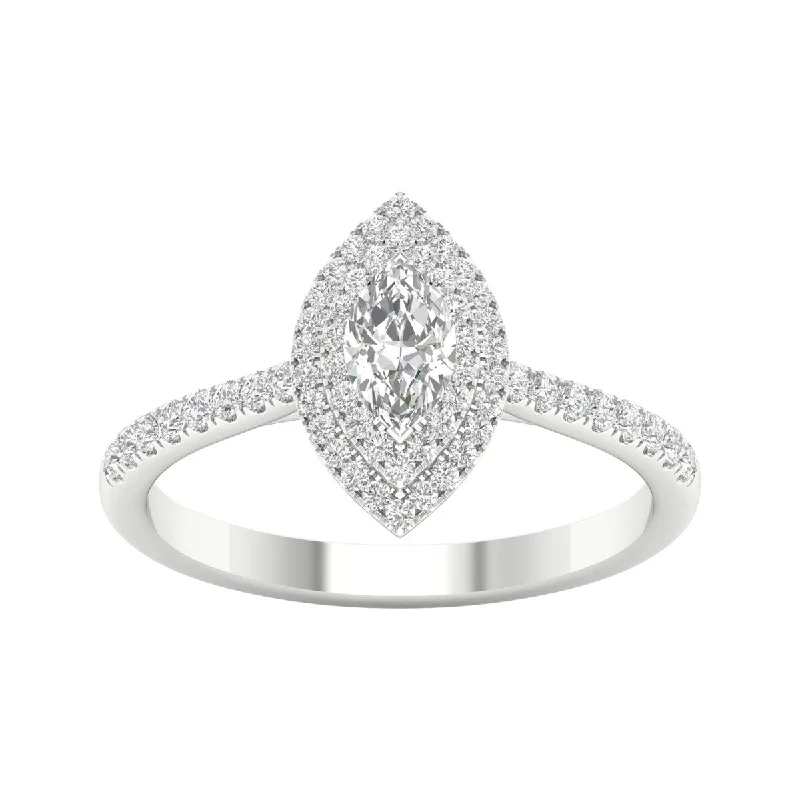 1/2ct TDW Diamond Halo Ring in 10k Gold by De Couer