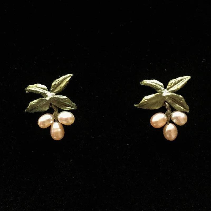 vintage solitaire rings -gold dangle earrings -Pink Wisteria Clip Earrings