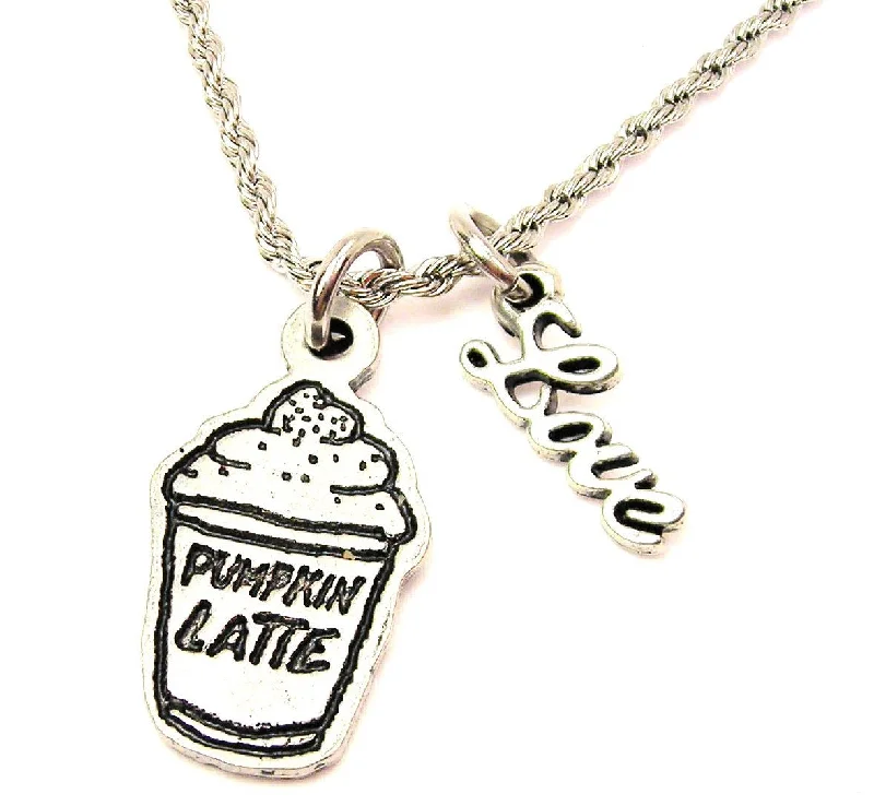 custom pendant necklaces for women -Pumpkin Latte 20" Chain Necklace With Cursive Love Accent