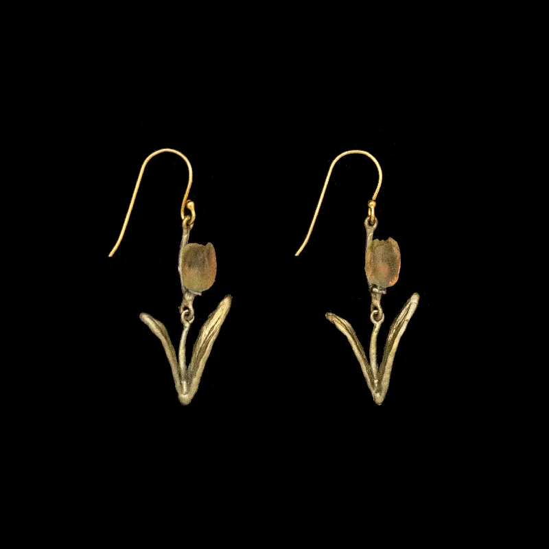 heart-shaped rings for women -gold earrings for women -Tulip Earrings - Wire (Yellow)