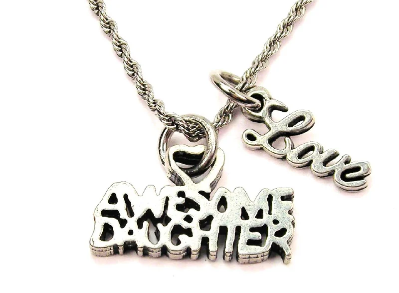 multi-strand necklaces for women -Awesome Daughter 20" Chain Necklace With Cursive Love Accent