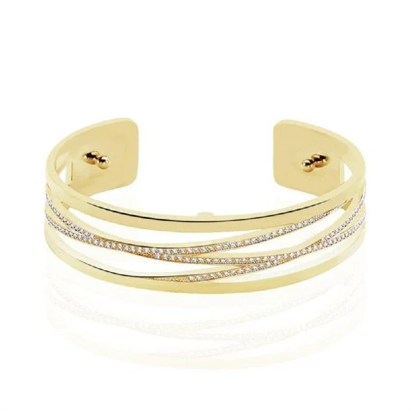 anniversary bracelets for women -Liens Precious 14mm Cuff in Gold