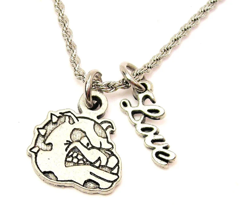 jewelry sets with necklaces -Bulldog Mascot 20" Chain Necklace With Cursive Love Accent