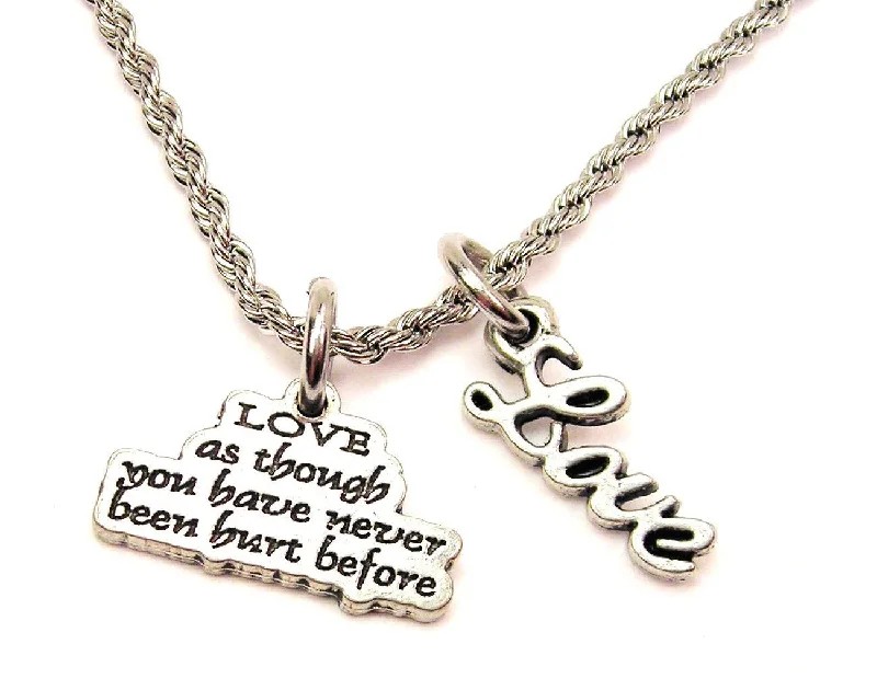 elegant pearl necklaces for women -Love As Though You Have Never Been Hurt Before 20" Chain Necklace With Cursive Love Accent