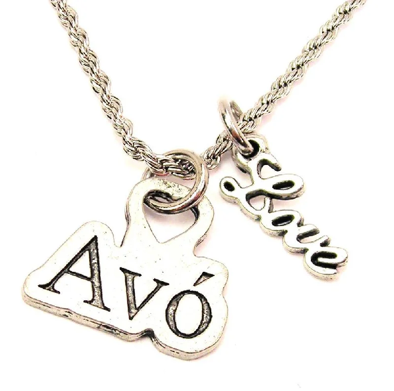 crystal pendant necklaces for women -Avo 20" Chain Necklace With Cursive Love Accent