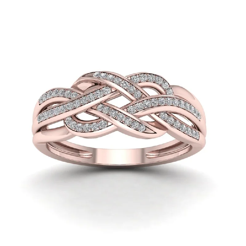 De Couer 10k Rose Gold 1/5ct TDW Diamond Swirling Ring - Pink