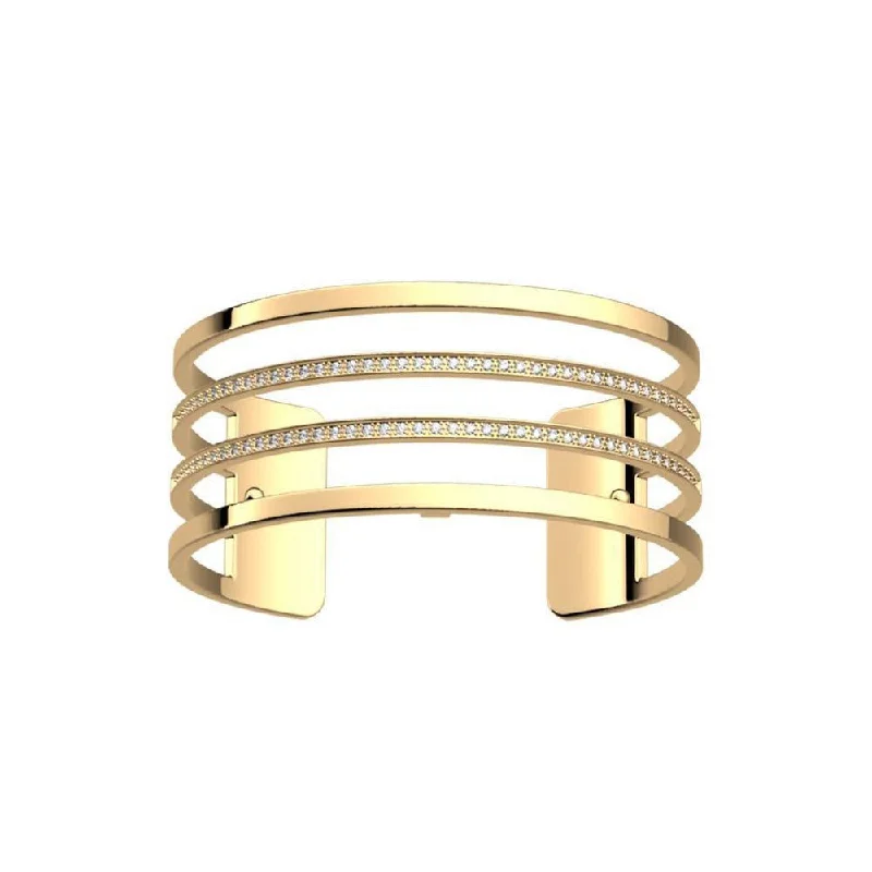 gemstone bracelets for women -Parralleles Precious 25mm Cuff in Gold