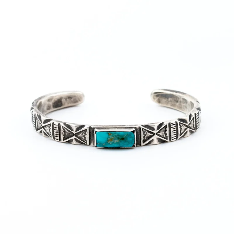 diamond-studded bracelets -FTC Blue Gem Turquoise Cuff