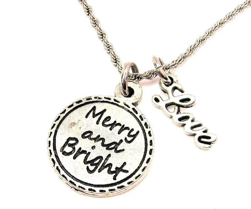 anniversary gift necklaces for women -Merry And Bright 20" Chain Necklace With Cursive Love Accent