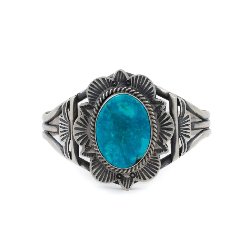 sterling silver bangles -Dreamy Turquoise Navajo Cuff