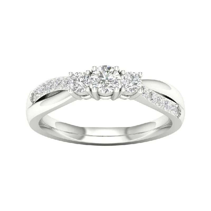 De Couer 14k Gold 1/2ct TDW Diamond Three Stone Promise Ring