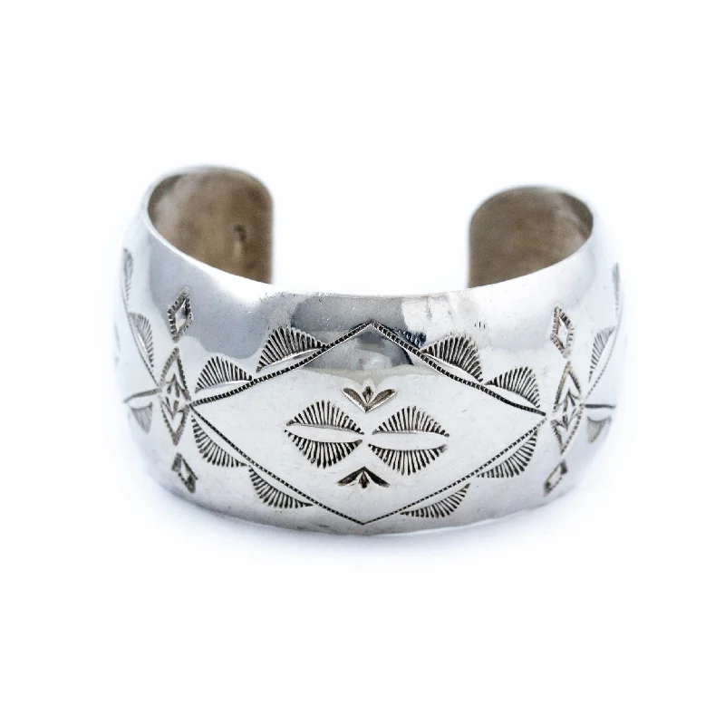 minimalist bracelets for women -Traditionally Stamped Navajo Cuff