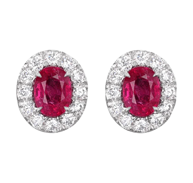 simple wedding rings for women -big stud earrings for women -Mozambique Ruby and Diamond Earrings