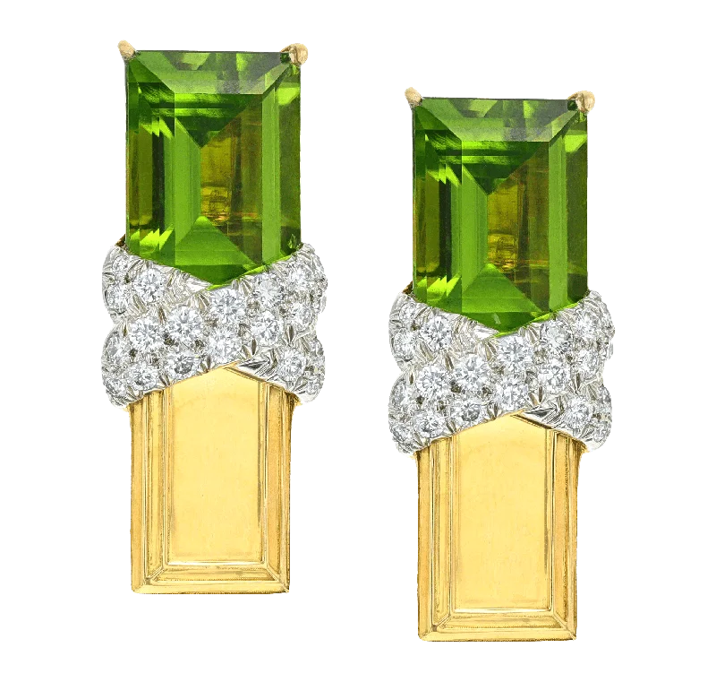 fashion gemstone rings for women -birthstone earrings for women -David Webb Peridot and Diamond Earrings