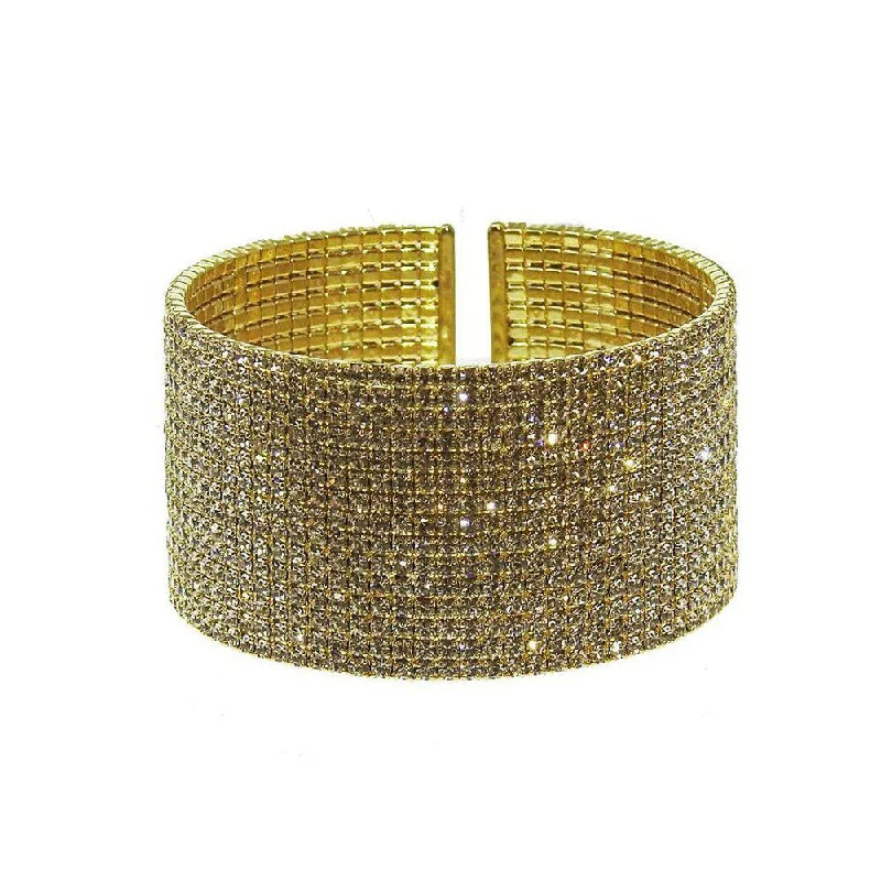 luxury tennis bracelets -Pave Gold Crystal Cuff