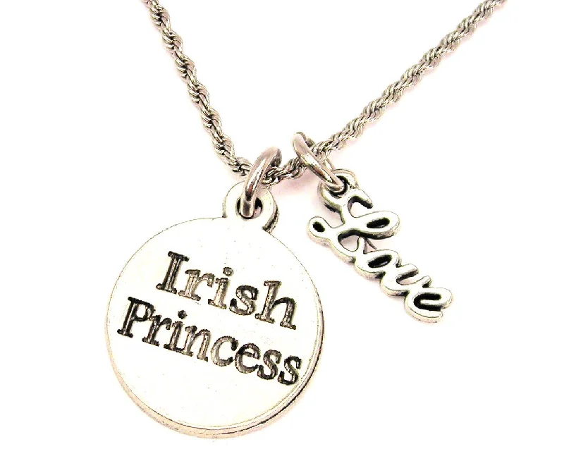 charm necklaces for women -Irish Princess 20" Chain Necklace With Cursive Love Accent