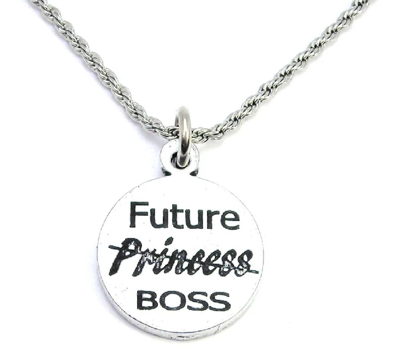 vintage necklaces for women -Future Boss Not Princess Single Charm Necklace