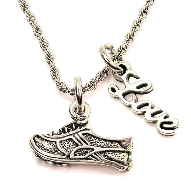 personalized gold necklaces -Cleat 20" Chain Necklace With Cursive Love Accent