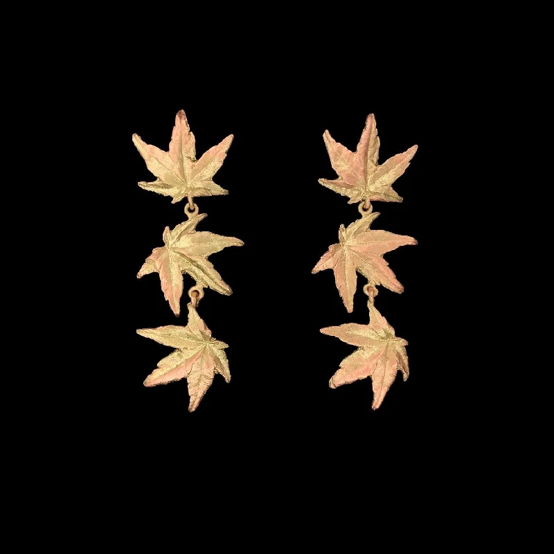 fashion gemstone rings for women -birthstone earrings for women -Japanese Maple Earrings - Long Leaf Drop