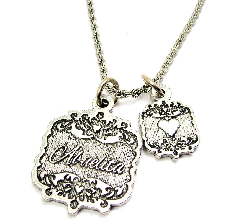 luxury wedding necklaces for women -Abuelita Victorian Scroll With Victorian Accent Heart 20" Chain Necklace