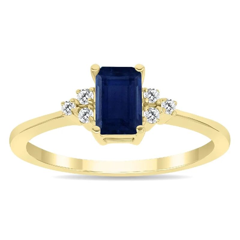 Sapphire and Diamond Regal Ring in 10k Yellow Gold