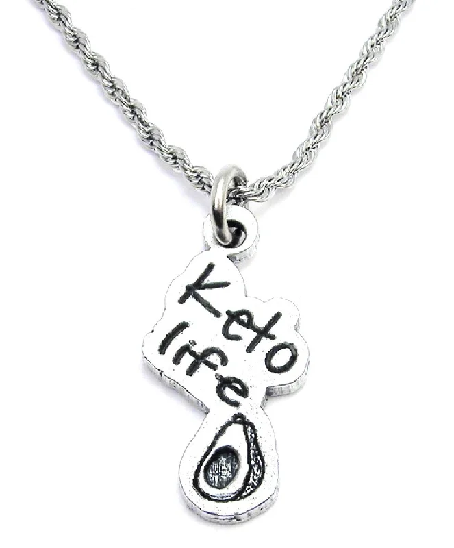 long chain necklaces for women -Keto Life With Avocado Single Charm Necklace