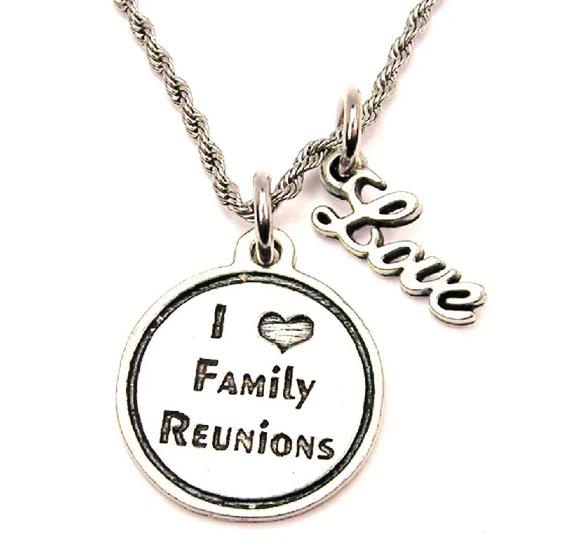 simple necklaces for women -I Love Family Reunions 20" Chain Necklace With Cursive Love Accent