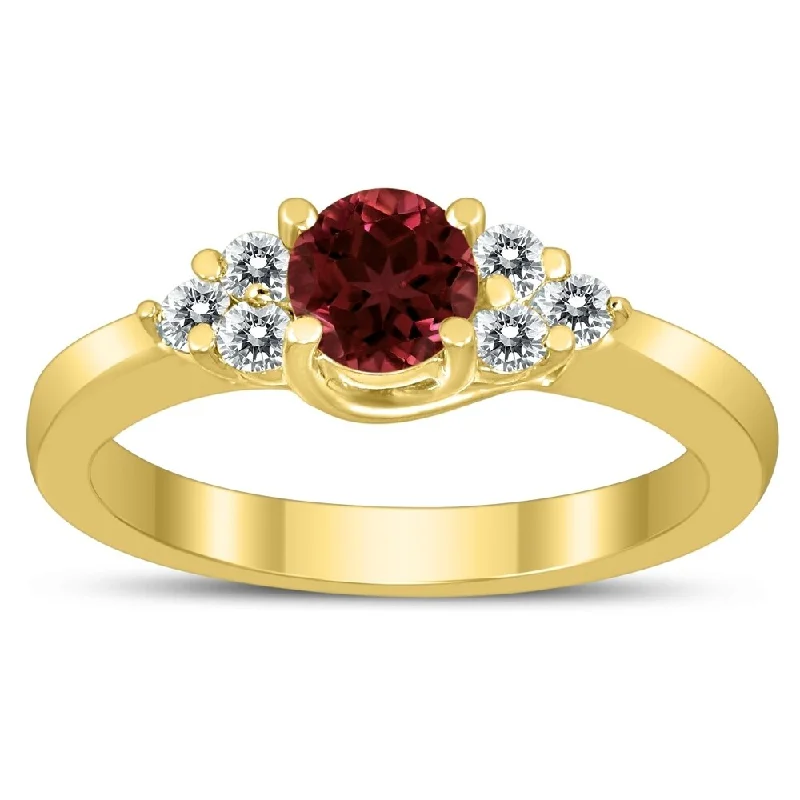 5MM Garnet and Diamond Cynthia Ring in 10K Yellow Gold