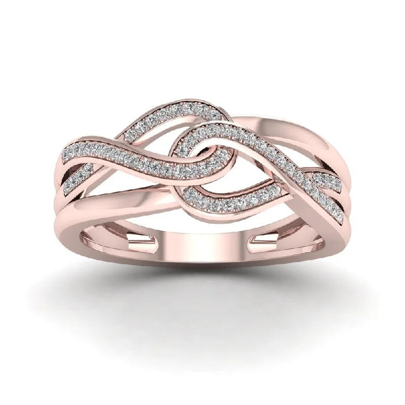 De Couer 10k Rose Gold 1/6ct TDW Diamond Double Infinity Ring - Pink