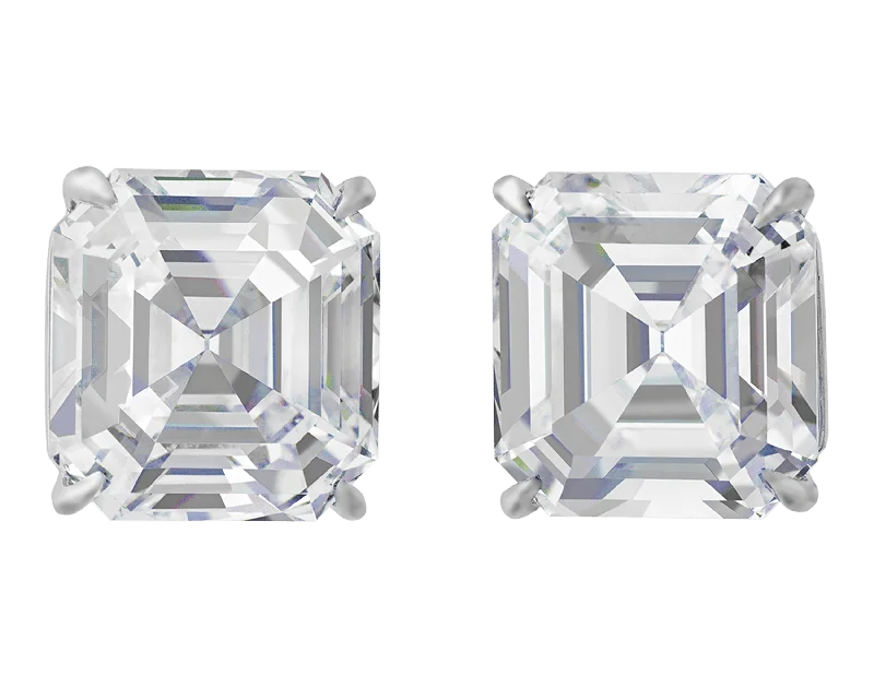 wedding rings with sapphires -evening earrings for women -Asscher Cut Diamond Studs, 14.42 Carats