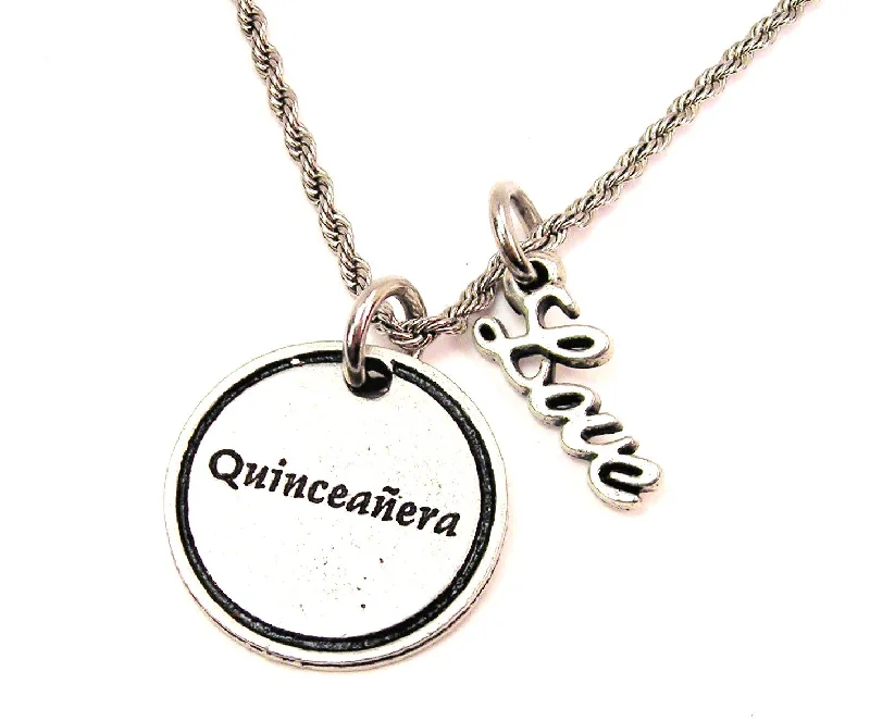 fashion necklaces for women -Quincinera 20" Chain Necklace With Cursive Love Accent