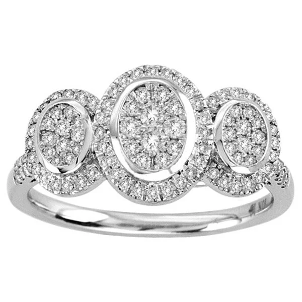 10k White Gold 1/2ct TDW Imperial Diamond Three Stone Ring