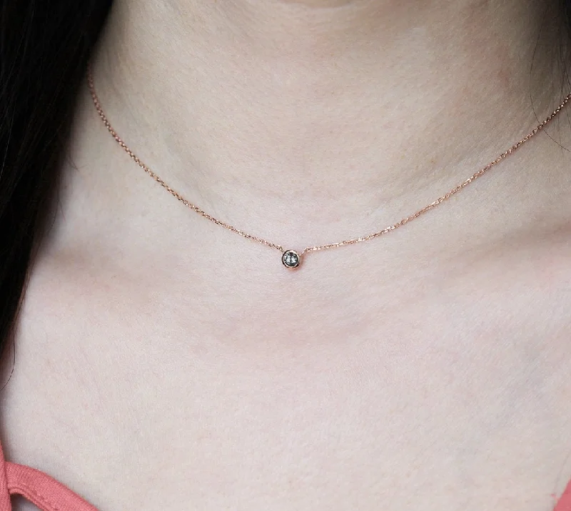 short necklaces for women -Salt & Pepper Diamond Bezel Necklace with Gold Chain