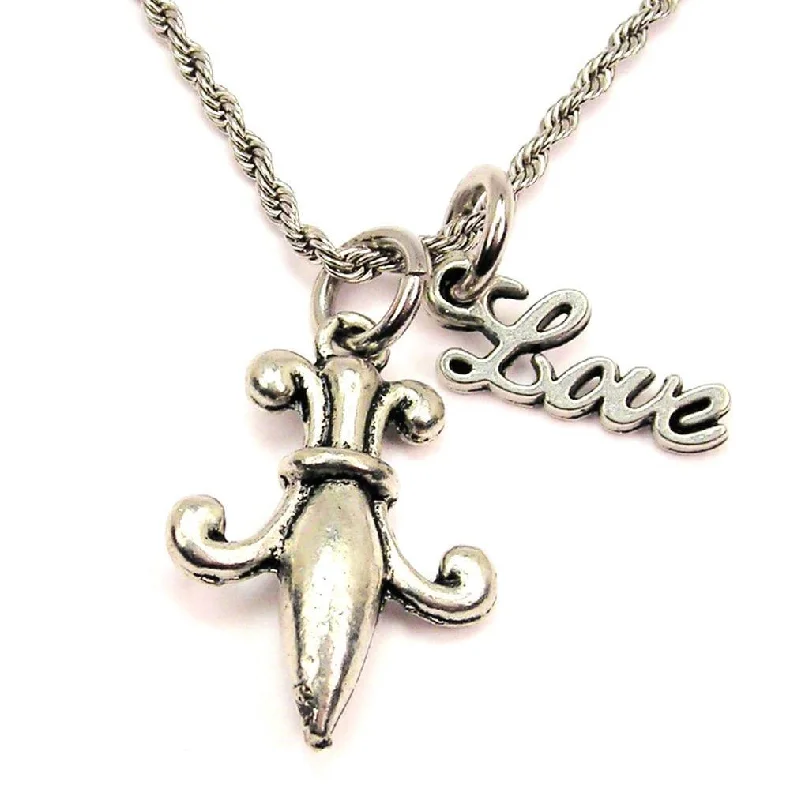 elegant chain necklaces for women -Fleur De Lis 20" Chain Necklace With Cursive Love Accent