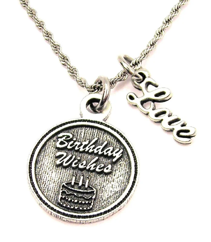 luxury wedding necklaces for women -Birthday Wishes 20" Chain Necklace With Cursive Love Accent