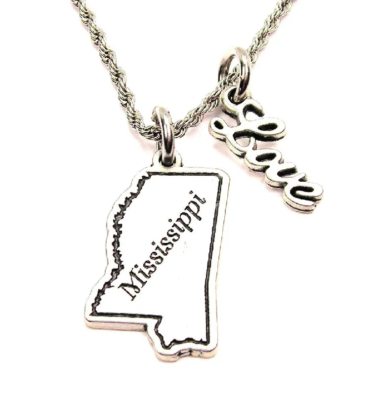 colorful necklaces for women -Mississippi 20" Chain Necklace With Cursive Love Accent