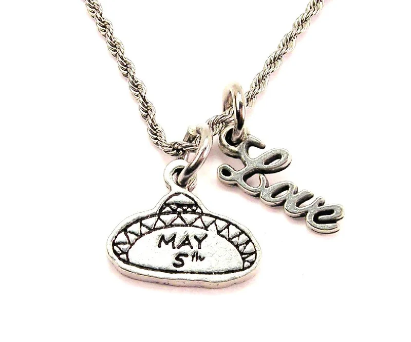 simple necklaces for women -May 5Th 20" Chain Necklace With Cursive Love Accent