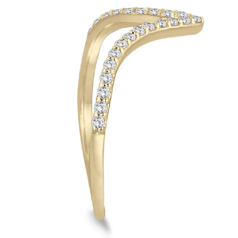 Marquee 1/8 Carat Diamond V Ring in 14K Yellow Gold