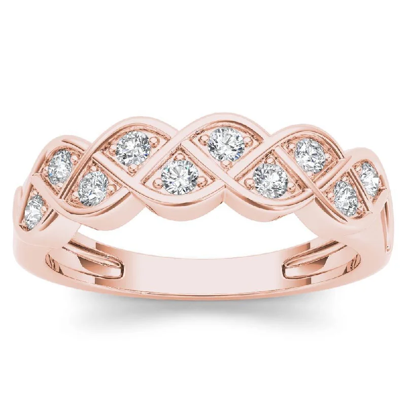 De Couer 10k Rose Gold 1/4ct TDW Diamond Entangled Lace Ring - Pink