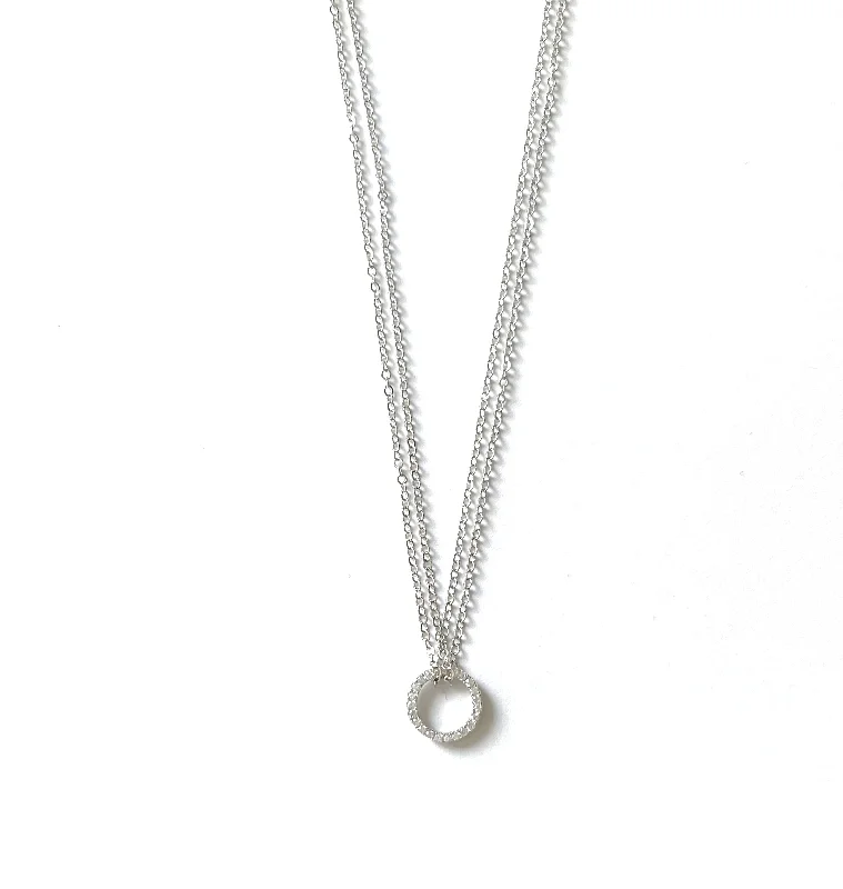 elegant necklaces for women -Marcy Double Chain With Mini CZ Open Circle Necklace