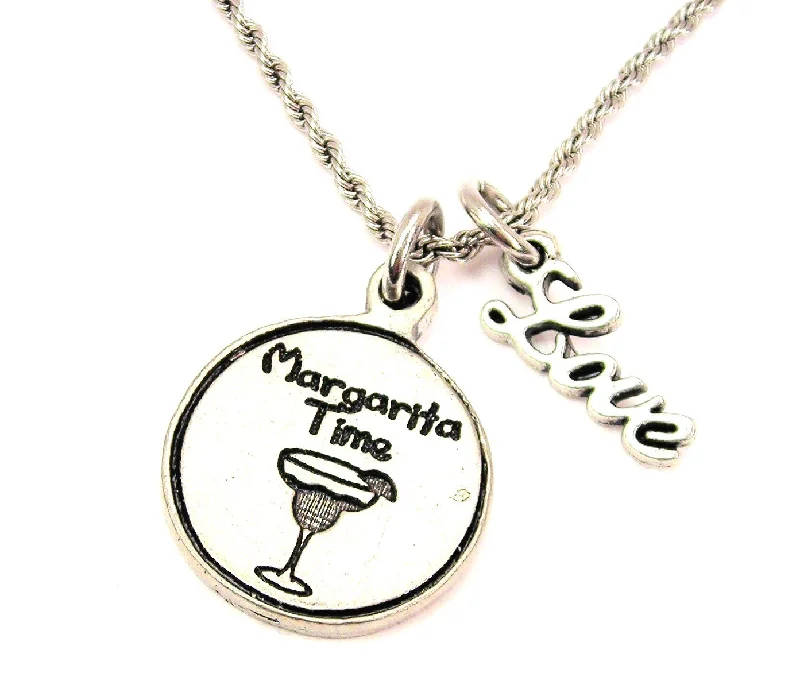 colorful necklaces for women -Margarita Time 20" Chain Necklace With Cursive Love Accent