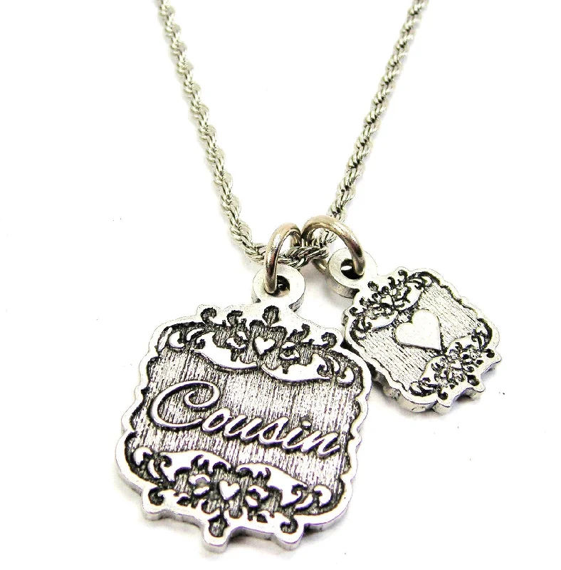 delicate necklaces for women -Cousin Victorian Scroll With Victorian Accent Heart 20" Chain Necklace