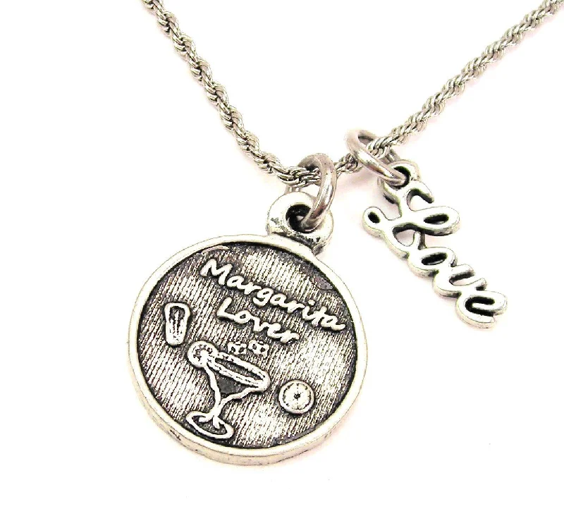 bridal necklaces for women -Margarita Lover 20" Chain Necklace With Cursive Love Accent